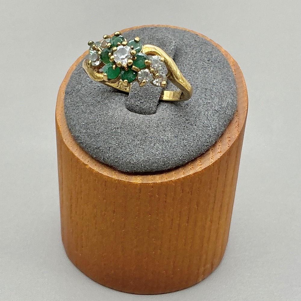 Lab Created Emerald Cubic Zirconia Gold Plated Ring Women Green Cluster Size 10